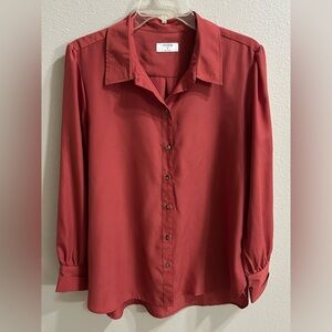 Untuckit Francine Shirt Womens Size 12 Rust Red Classic Career Wear Button Up